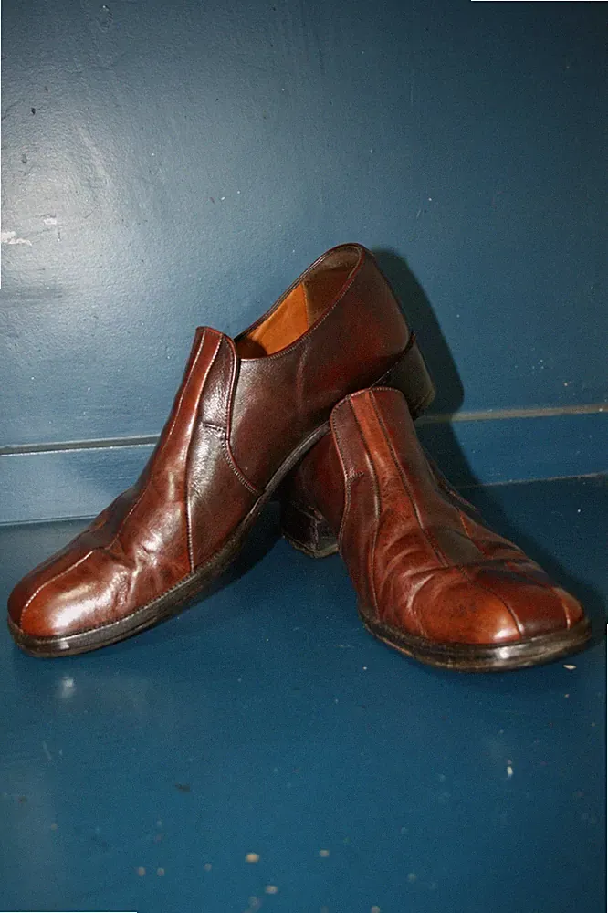 Vintage K Schuhe braun Bootfahren Streifen Halbschuhe Schuhe Vollleder Segs Gr. 7 Mod Revival