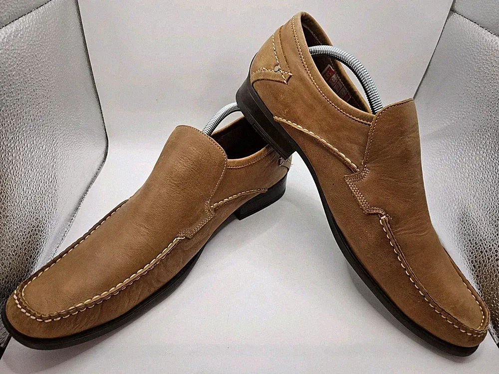 Vintage Kickers Herren Hellbraun Leder Slipper Halbschuhe Mokassins Größe EU 45 UK 11 Y2K
