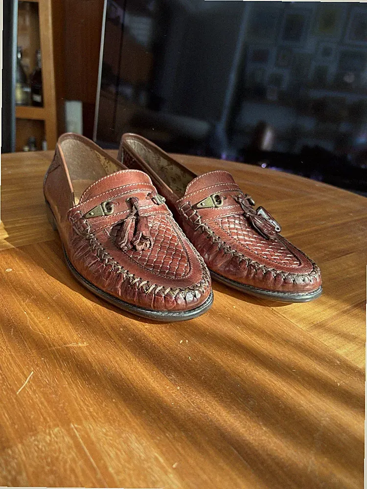 Vintage Leder-Loafer Bordeaux ungetragen