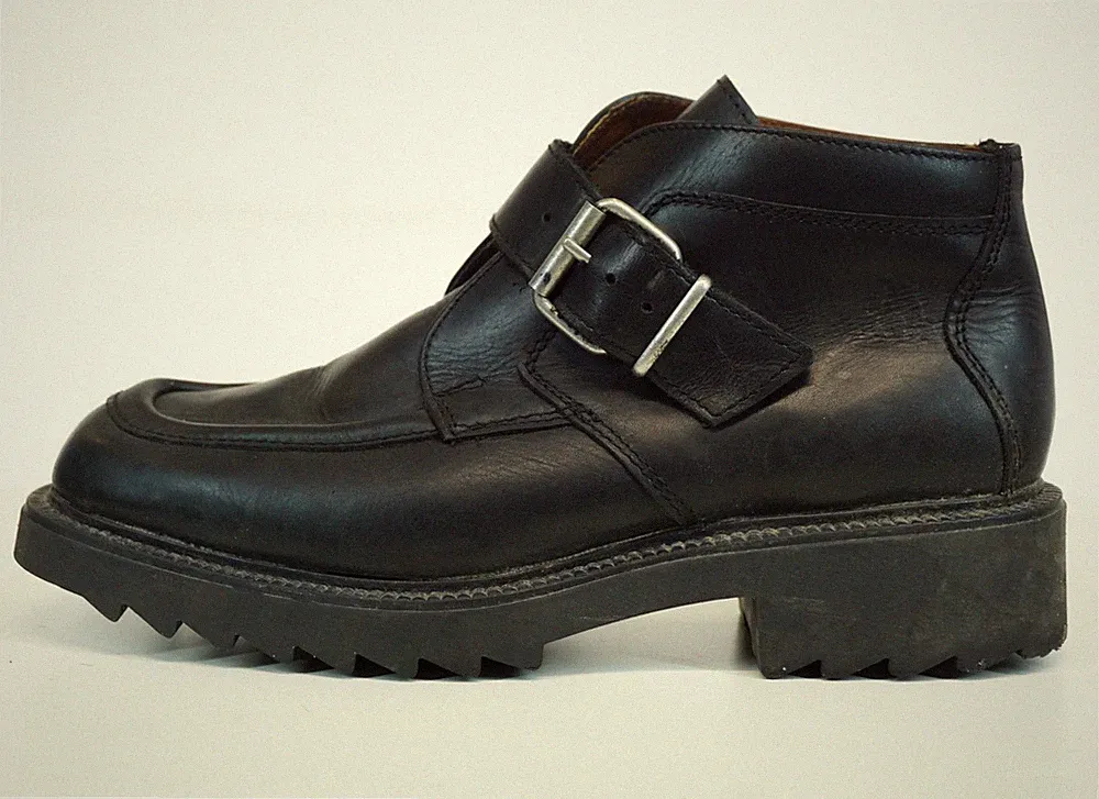 Vintage Loafer Schwarz Leder Mokassin Stiefel Herren UK 10 US 11 EU 45
