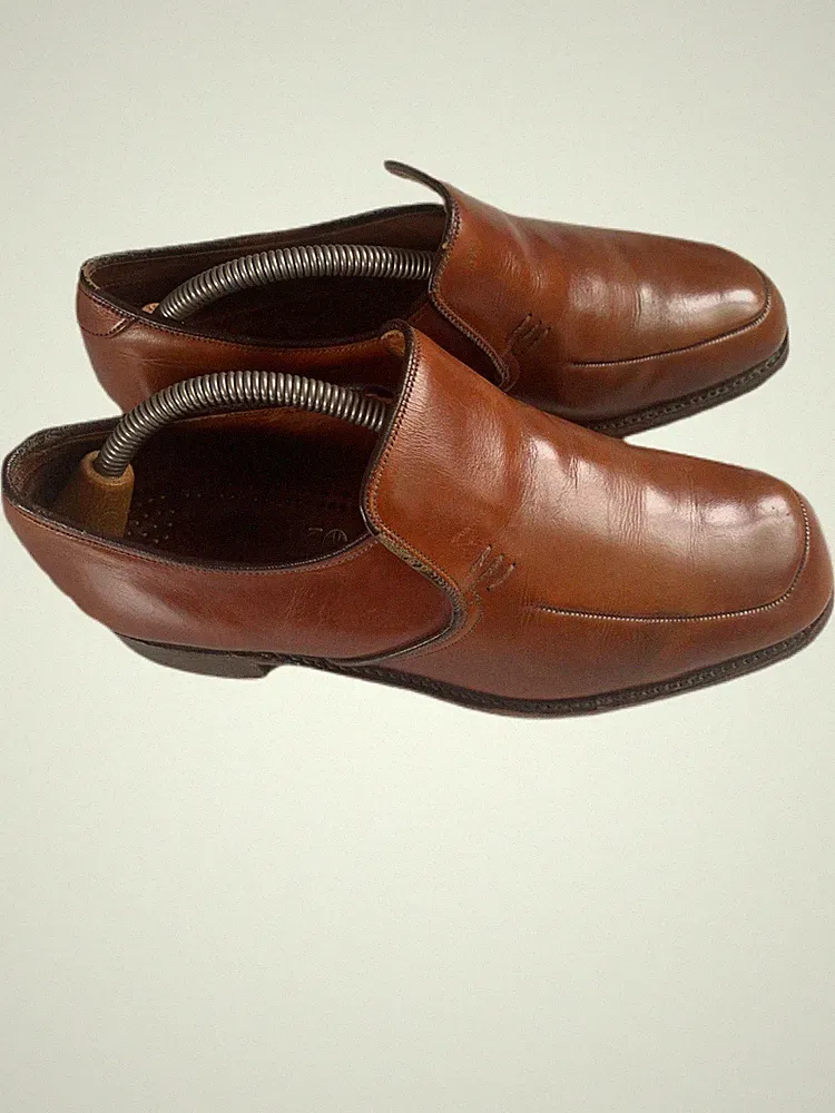 Vintage Loake Bros Halbschuhe Leder Slipper Braun Schuhe Größe UK 6,5 Handarbeit