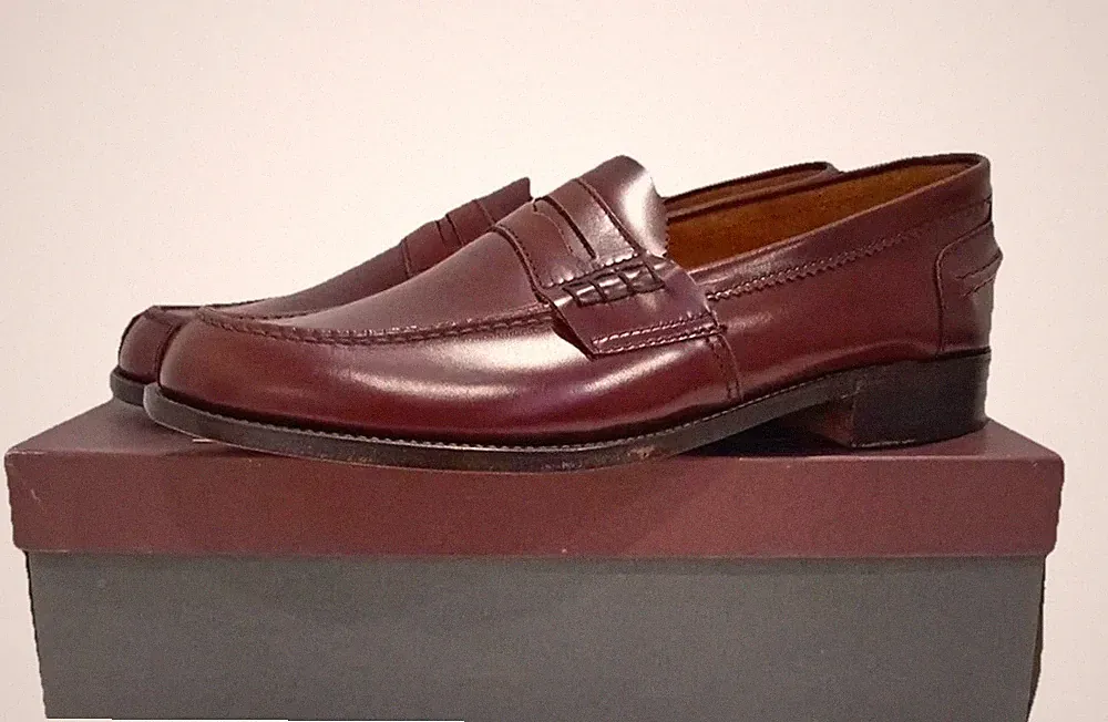 Vintage Lotus Of England Burgund Leder Halbschuhe Größe UK 10 EU 44 Neu im Karton