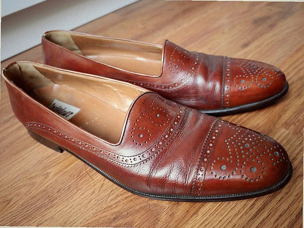 Vintage Magnanni 05053 Cap Toe Penny Loafer Brown Leather US Sz 11.5 M