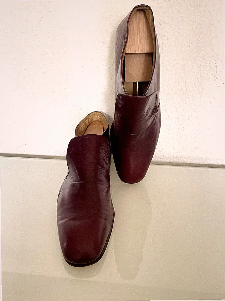 Vintage Moreschi Leder-Loafer Slipper | Weinrot / Burgund | Made in Italy