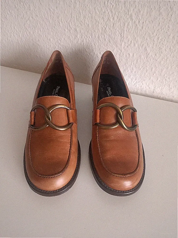 Vintage Paul Green Munchen Damen Braun Lederr Oxfords Schuhe Gr. 37,5 /4 1/2