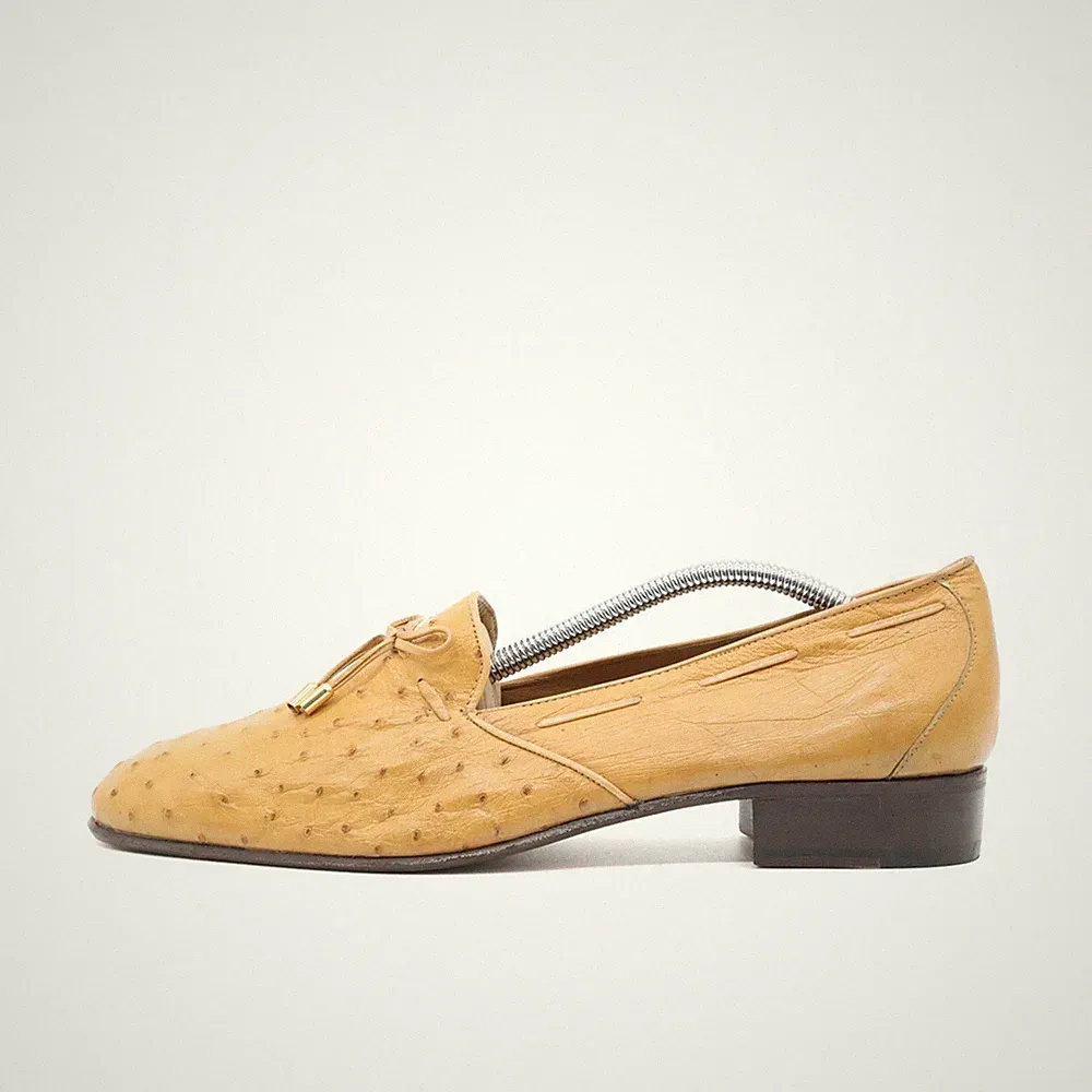 Vintage Pipin London Herren Vintage Loafer EU 41,5 Luxus Straussenleder gelb