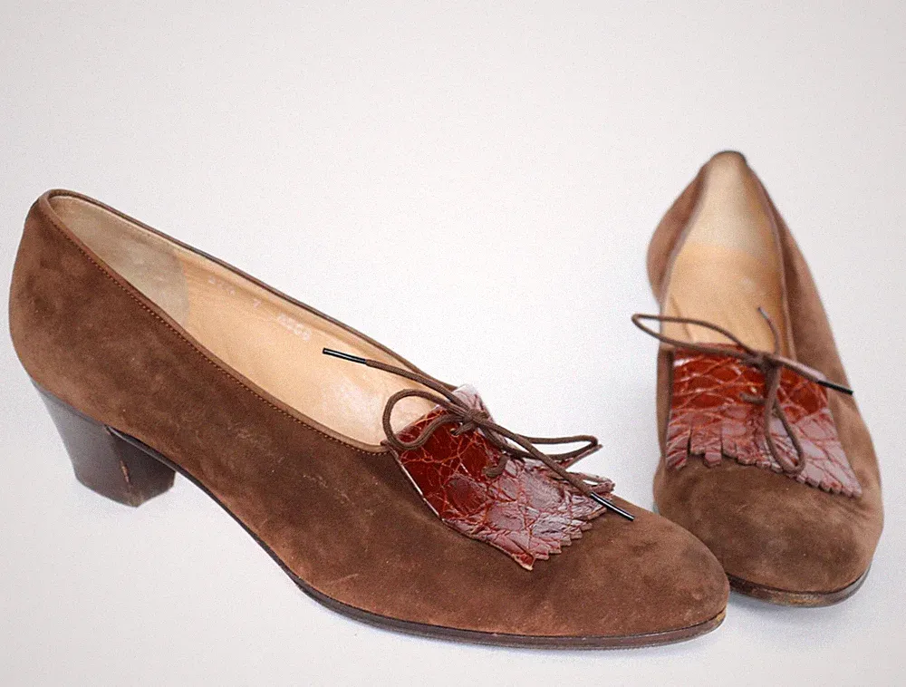 Vintage Schnürschuhe / Schuhe - braunes Leder - NICOLETTE - 37,5 / UK 4,5