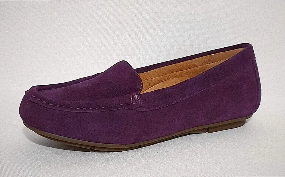 VIONIC CHILL DEBBIE ORTHESEN HALBSCHUHE UVP £90 MOKASSIN SCHUHE LILA VIOLETT WILDLEDER