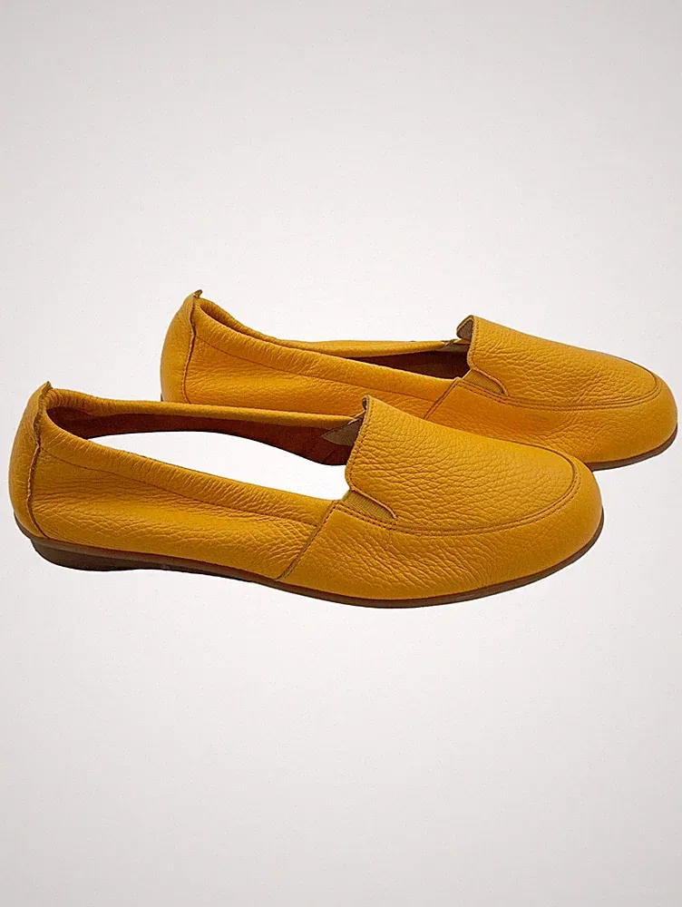 Vitaform Damen Loafer Slipper Gelb Größe 38 Leder