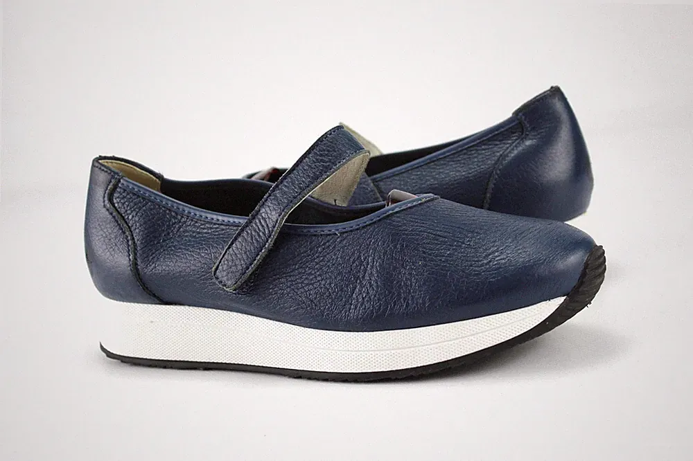 Vitaform Gr.38 Damen Komfort Halbschuhe Slipper Loafers Leder Blau TOP T 883