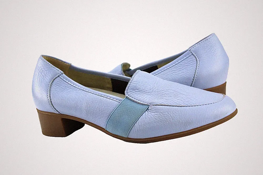 Vitaform Gr.39 Damen Komfort Halbschuhe Slipper Loafers Leder Blau TOP T 886
