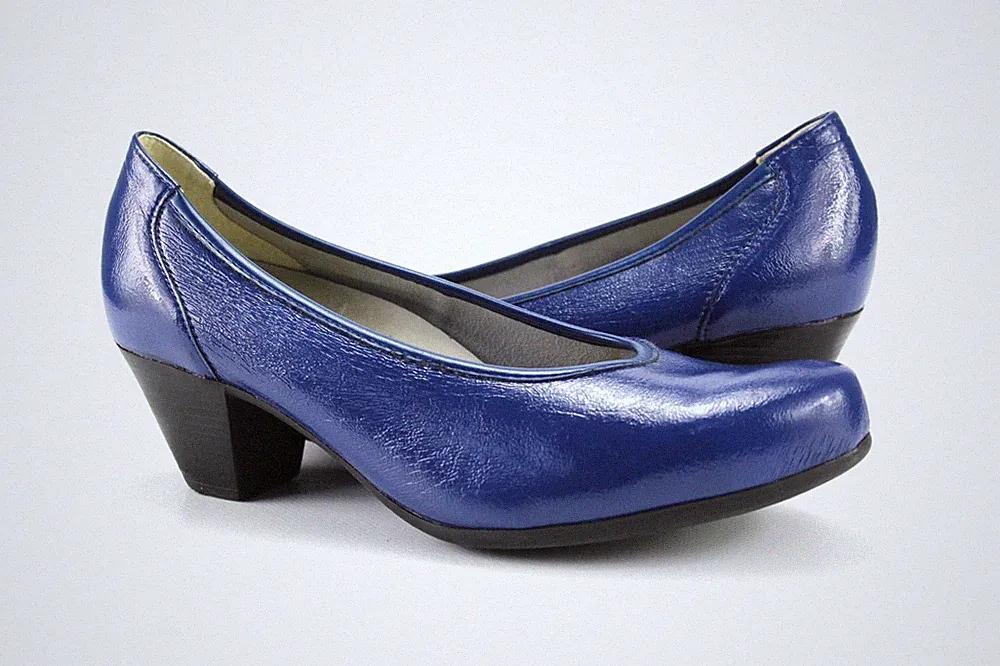 Vitaform Gr.41 Damen Komfort Halbschuhe Slipper Loafers Leder Blau TOP T 887