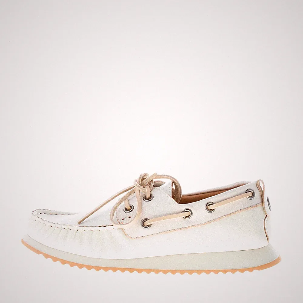 VOILE BLANCHE herren schuhe boat loafer Beige staubiger effekt leder Hull 02