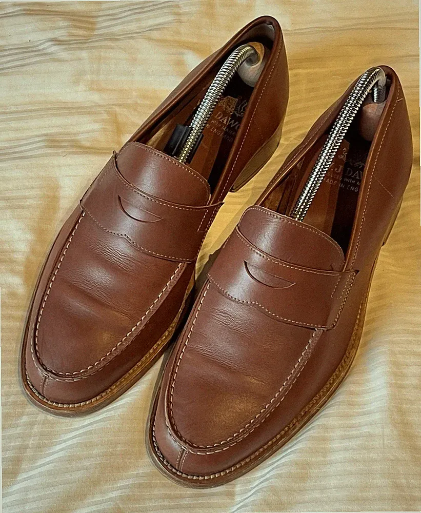 W.J. Dawos Herrenschohe Loafer 42 UK 8 Cognac NEUwertig tolles Leder