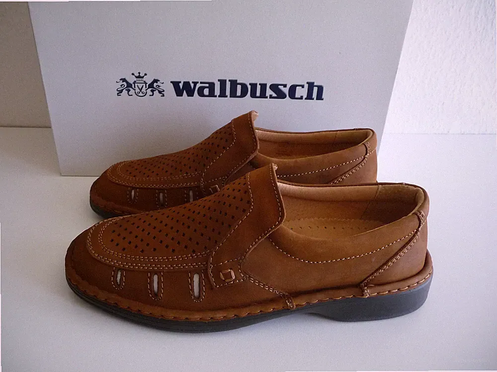 Walbusch Tropical Slipper Loafer Mokassin Gr. 39, nubuk, Farbe cognac, neu ovp