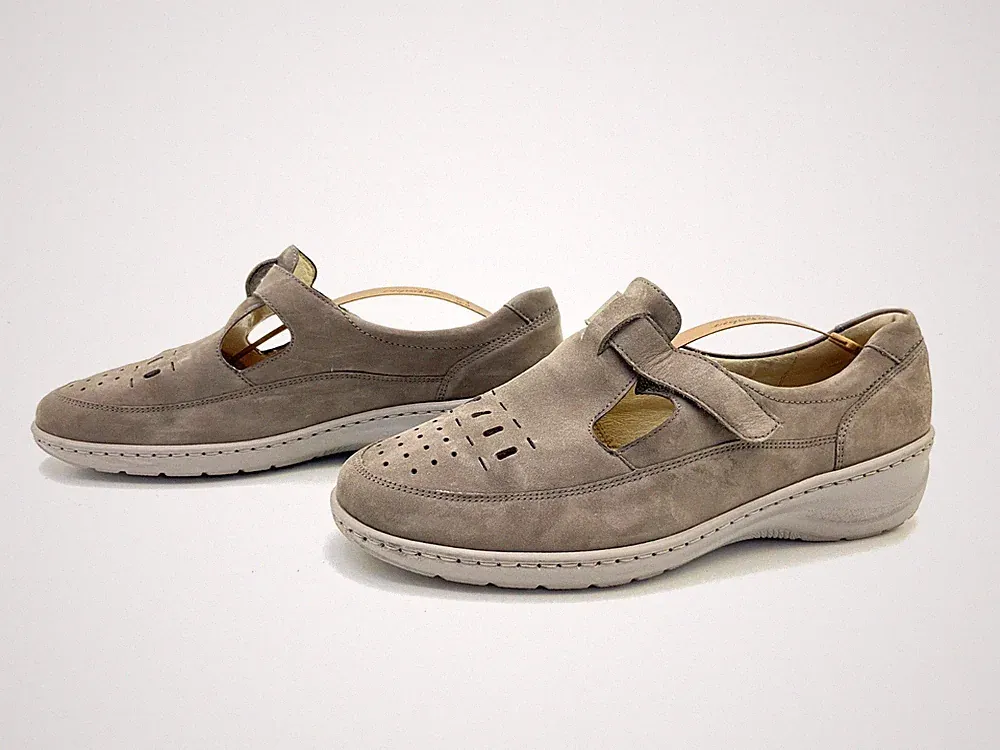 Waldläufer Damen Halbschuhe Slipper Loafers Comfort Grau Gr. 41 (UK 7)