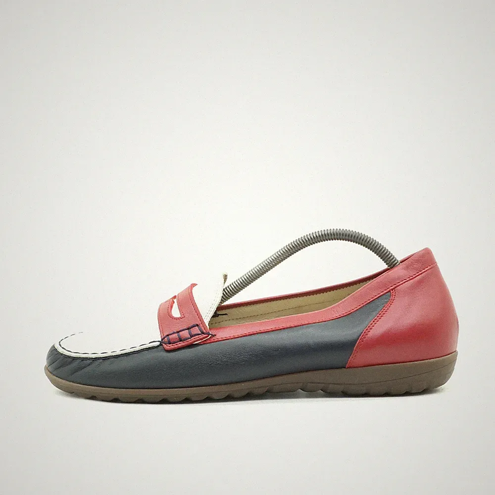 Waldläufer Damen Mokassins EU 41 Mokassin Loafer Rot/Dunkelblau/Weiß Komfort