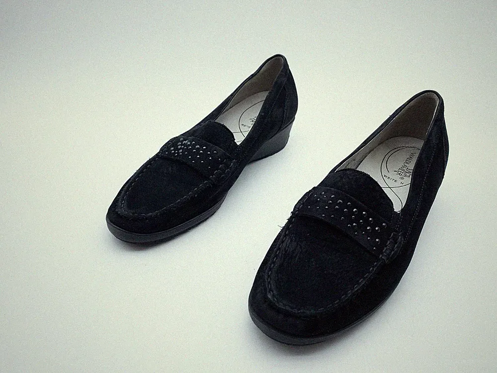 waldläufer Damen Slipper Ballerina Loafer Leder Schwarz Gr.40,5 EU Art. 40182-98