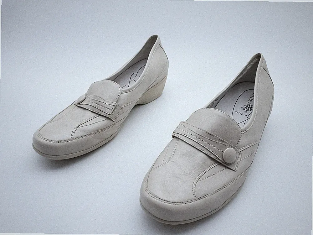 waldläufer Damen Slipper Mokassin Loafer Leder Weiß Gr. 43 EU Art. 39190-10