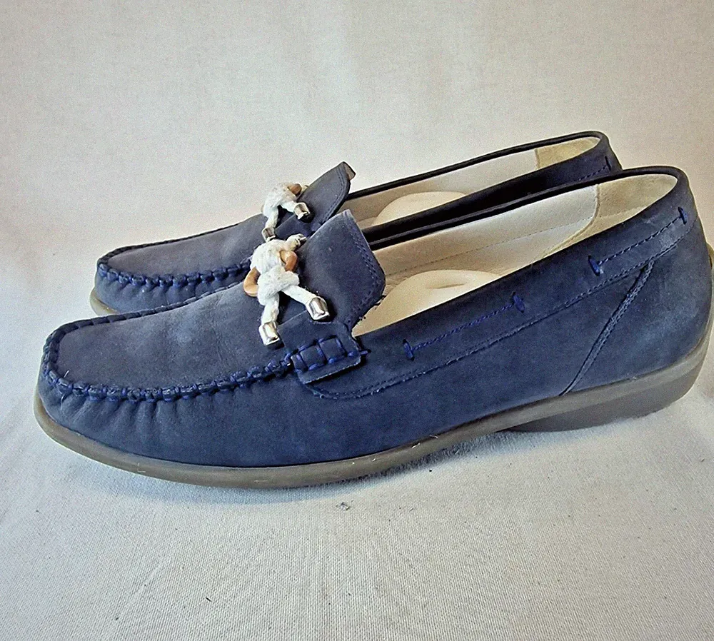 Waldläufer Damenschuhe Mokassin Slipper Loafer 6,5 40 Weite H Blau ohne Sohle