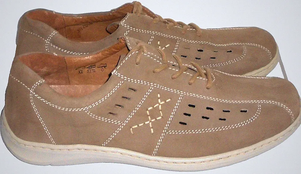 WALDLÄUFER HERREN LEDER SCHUHE 10 BEIGE SNEAKER LOAFER HALBSCHUHE 44/45 MEN
