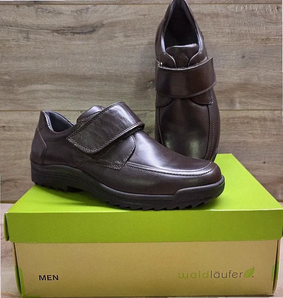 Waldläufer Herren Schuhe Weite Passform Leder Kai Dunkelbraun Premium UK 7 K NEU