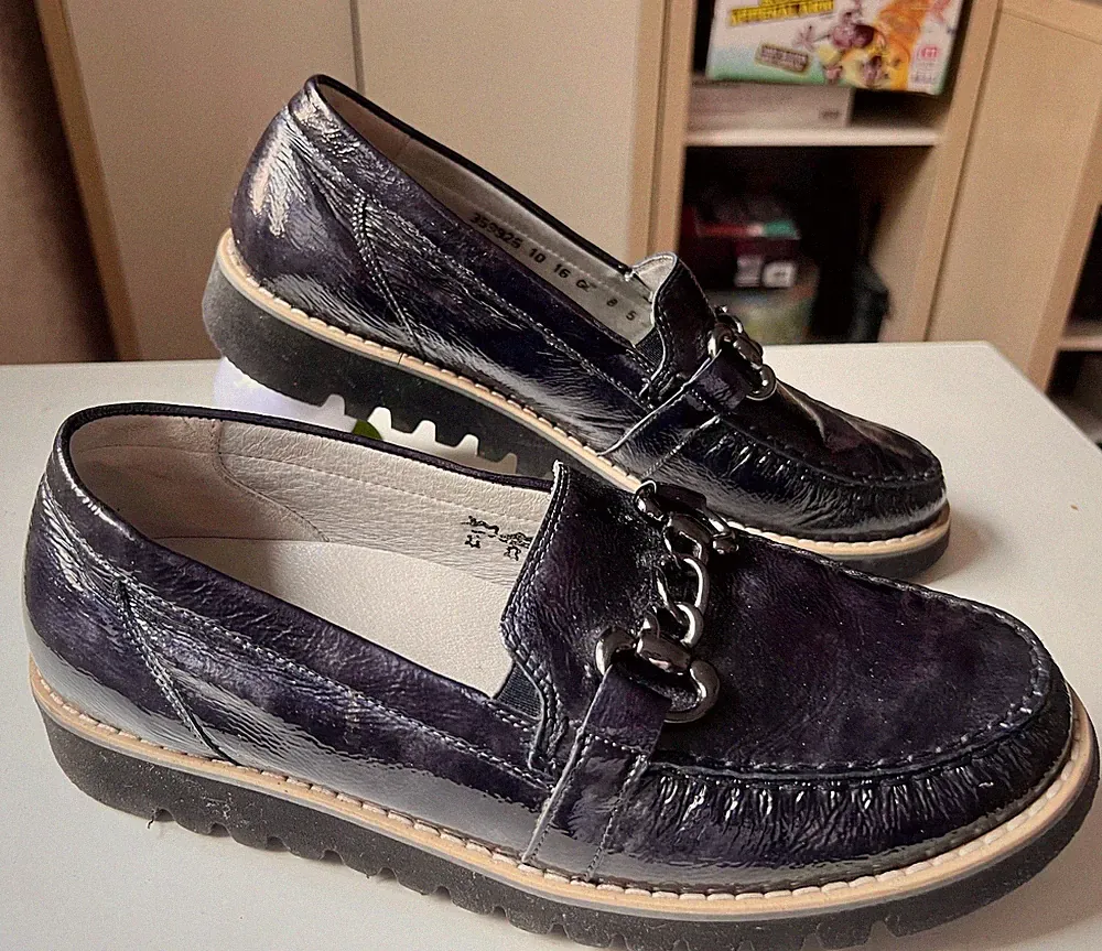 Waldläufer Loafer Slipper Halbschuhe Damen Echt Leder Schwarz Größe 42 Weite H