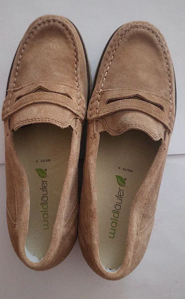 Waldläufer Loafer Slipper Wildleder Beige EU 36 Weite H Profilsohle Luftpolster