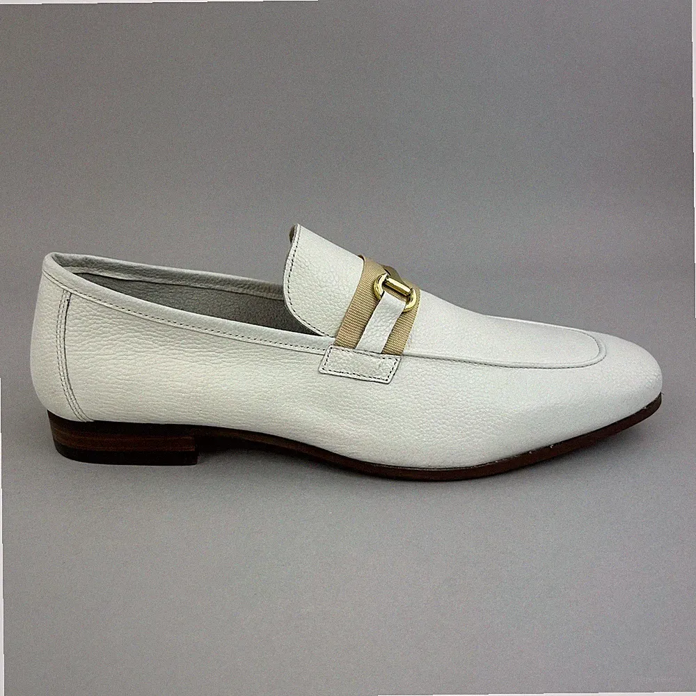 Walk London Schuhe Größe EU44 UK10 Weiß Leder Slipper Horsebit Smart Halbschuhe