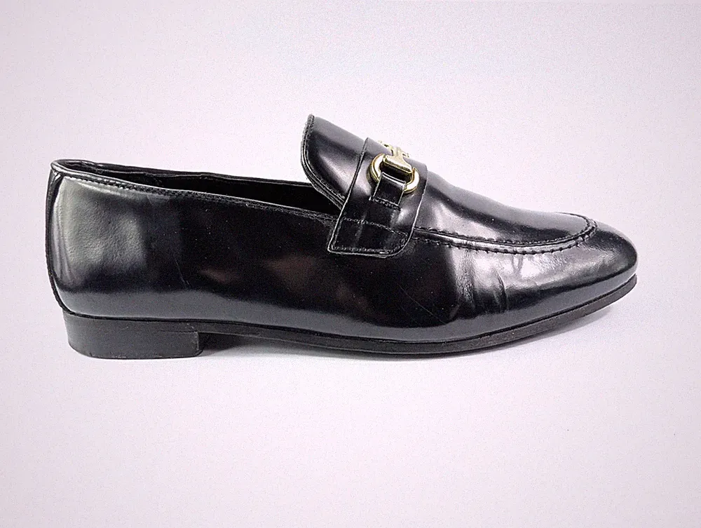 Walk London schwarze Leder Horsebit Halbschuhe UK 7