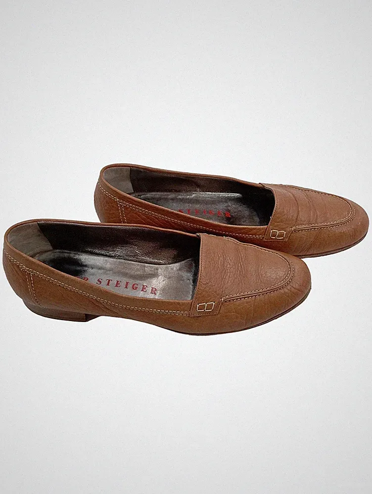 Walter Steiger Loafer Damen Leder Cognac Gr. 38.5