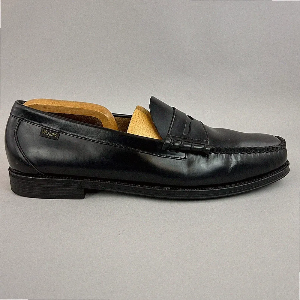 Weejuns Halbschuhe Herren UK12 Schwarz Penny Mokassinnaht Schwarz Leder Slipper Larson Schuhe