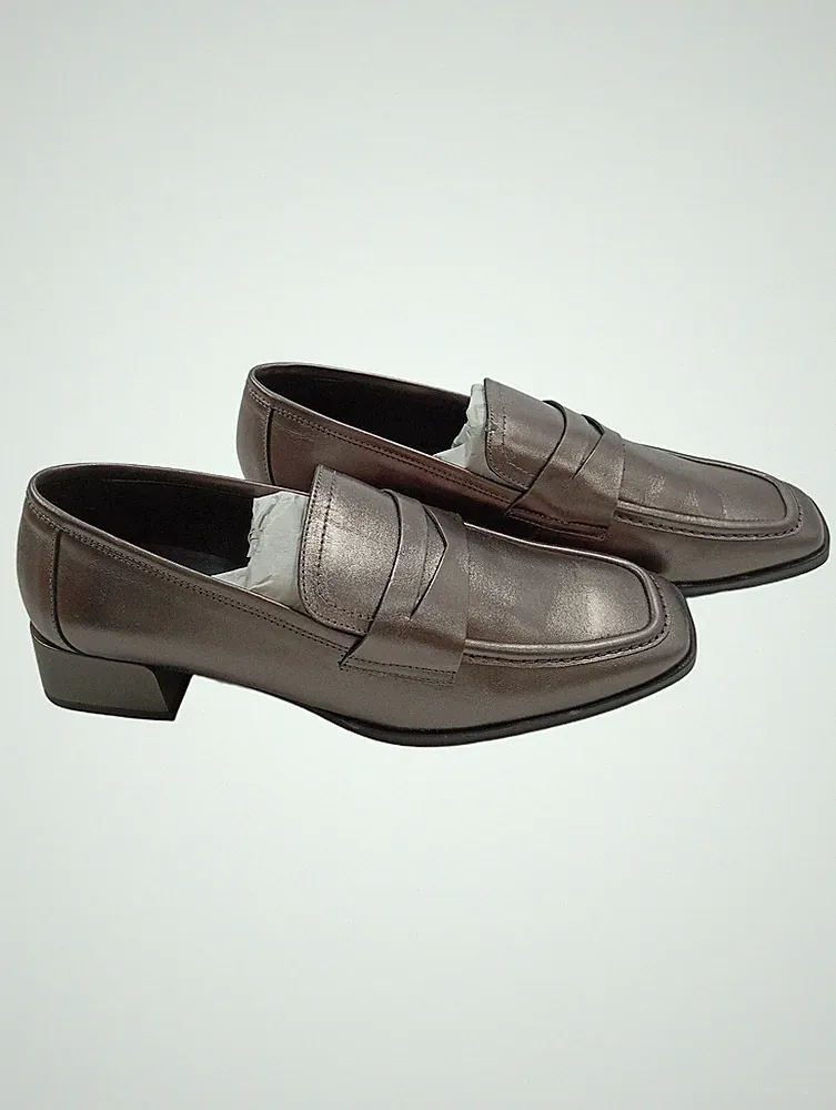 Wikers Loafer Damen Slipper Klassisch Braun Größe 41 Casual Metallic-Look