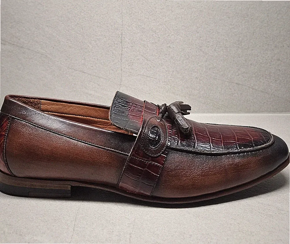 WILSON & PALMER Herren Tassel Penny Loafer Leder Kroko-Prägung EU 42