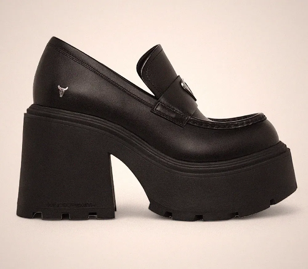 Windsor Smith Damen schwarze Plateauschuhe Leder Halbschuhe - bespoliert