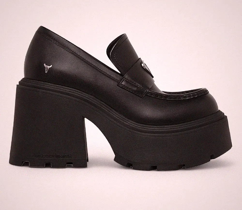 Windsor Smith Damen schwarze Plateauschuhe Leder Halbschuhe - bespoliert