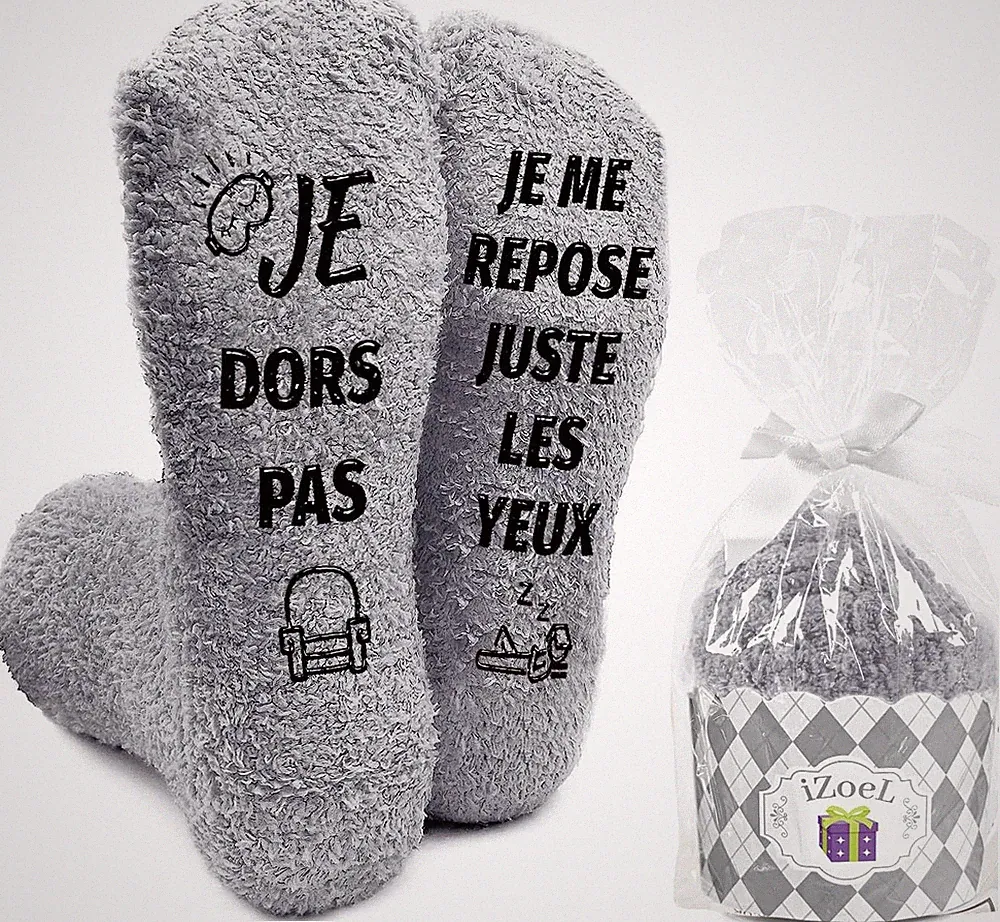 Witzige Socken Grau Damen Herren Geschenk Geburtstag Weihnachten Haussocken