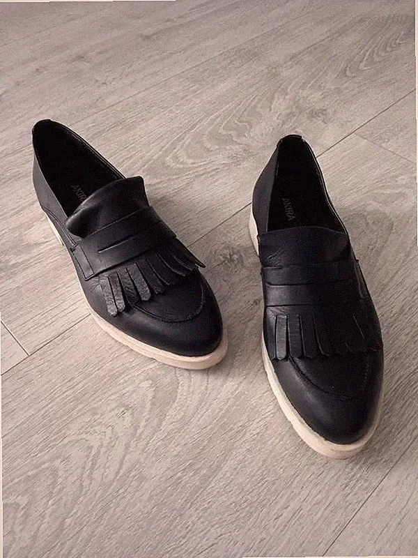 Women Akris Loafers Black Leather 37