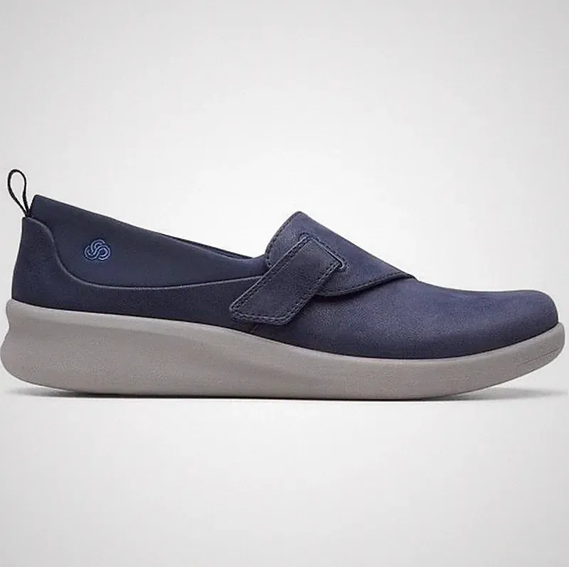 Women Clarks Loafers Navy Textile 39.5