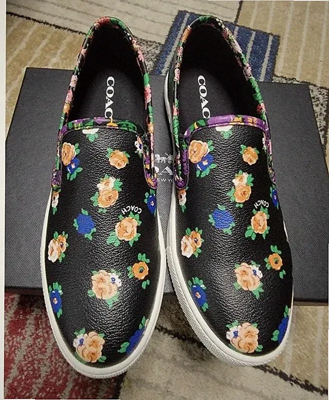 Women Coach Loafers Black Synthetic Leather 37