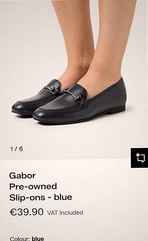 Women Gabor Loafers Navy Leather 36.5