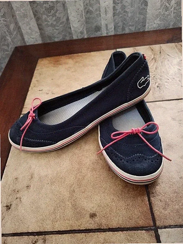 Women Lacoste Loafers Pink Cotton 36