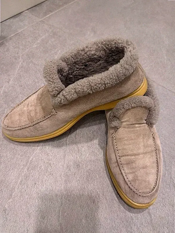 Women Loro Piana Loafers Grey Fur 38