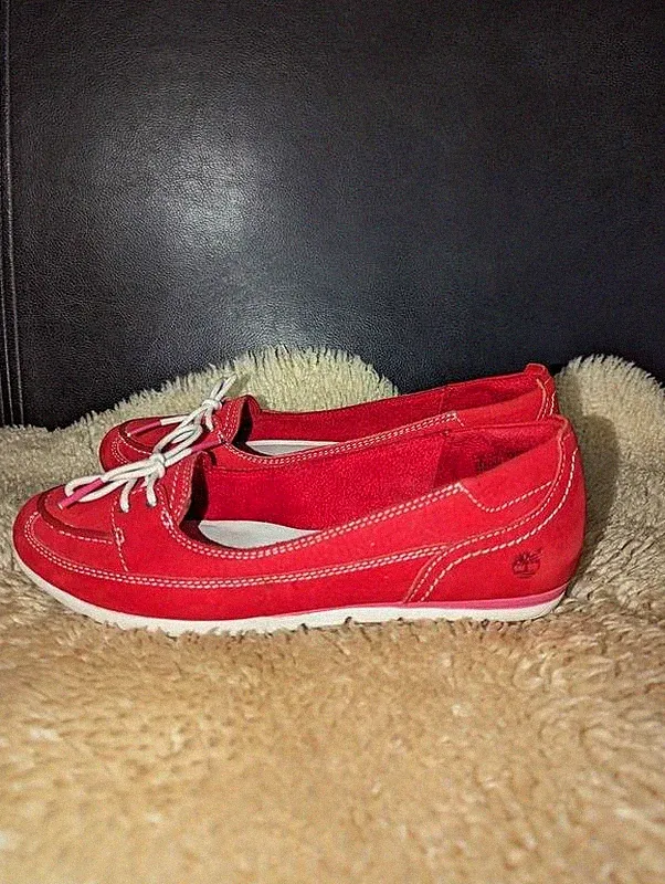 Women Timberland Loafers Red Nubuck 39