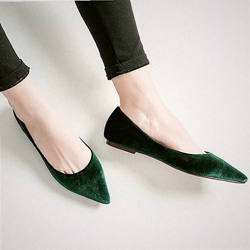 Womens Loafers Pumps Velvet Comfort New Flats Pointed Toe Work Shoes New