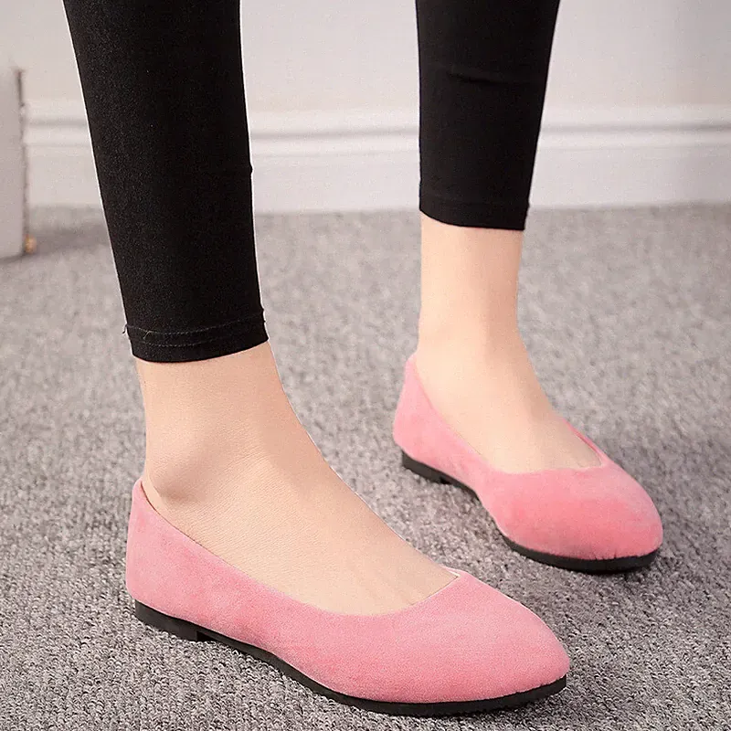 Womens Size Slip On Pumps Ladies Flat Loafers Ballet Ballerina Dolly Suede Shoes