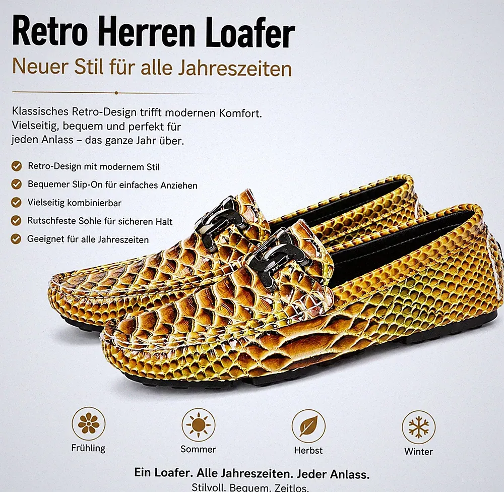 YangLaoYe Herren Slipper Loafer EU 42 braun/grün Schlangen-Tierdruck Schnalle
