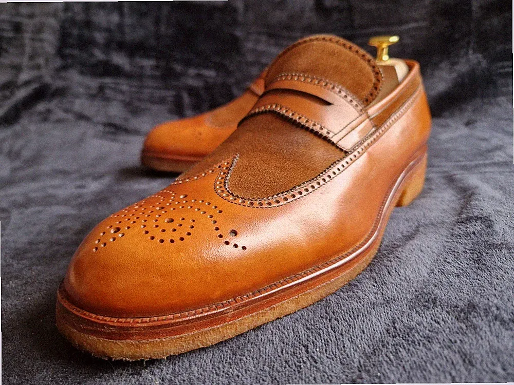 Yanko Mokassin Cognac & Wildleder Goodyear EU 44,5 UK 10,5 / Yanko Spectator Wingtip