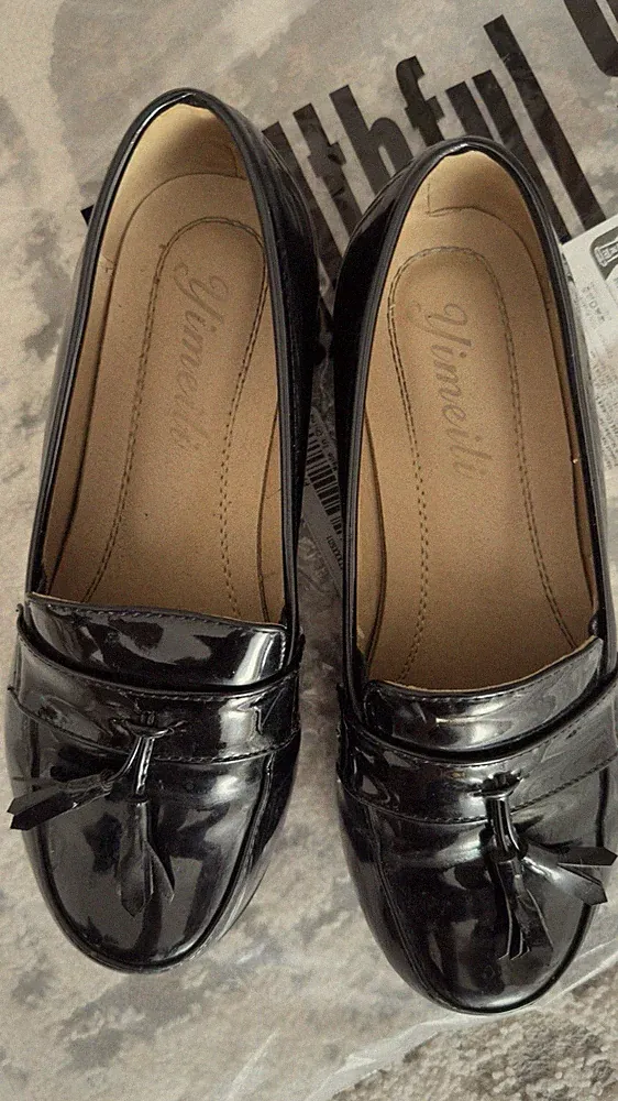 Yimeili Loafer Slipper Damen Schuhe Größe 36 Schwarz Lack Kunstleder Flach Top