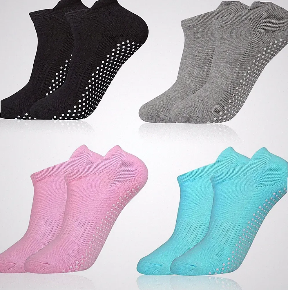 Yoga Socken Antirutsch Rutschfeste Sport Damen Herren Pilates Tanz 4 Stück Set